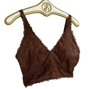 Savage X Fenty Bralette Womens 2XL Brown Floral Lace Wireless Longline Intimates